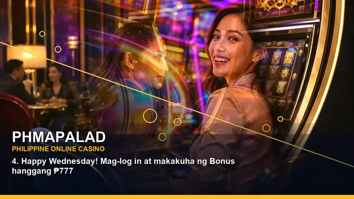 PHMAPALAD casino cashback rewards with coins and an adult Filipina casino host in a layered visual composition