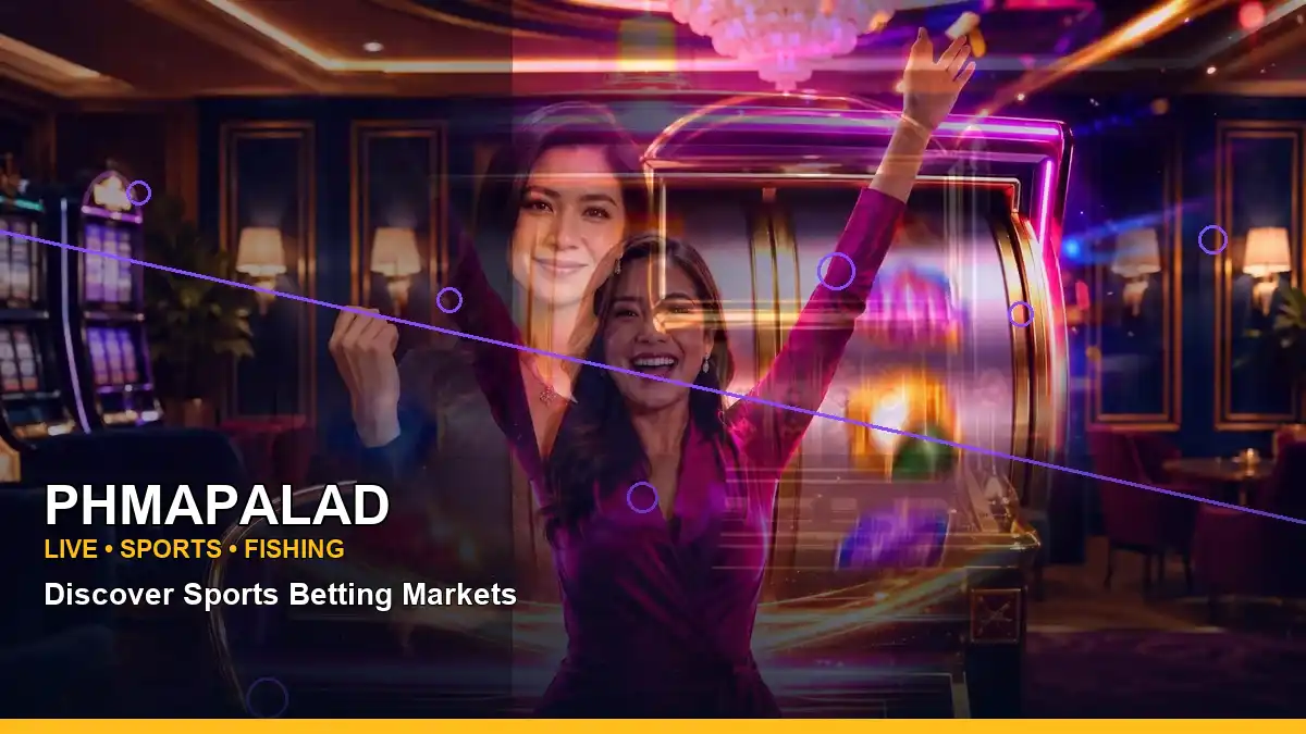 PHMAPALAD slot game with burst free spins and an adult Filipina casino host framed in a right-side close-up