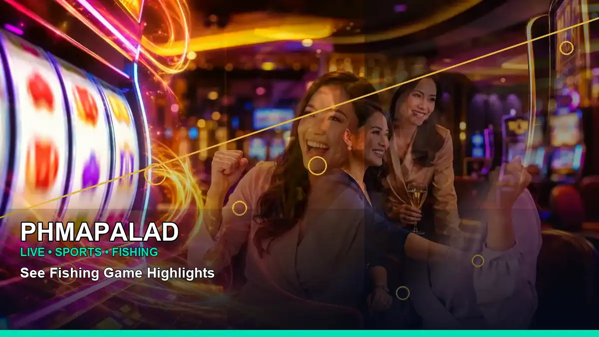 PHMAPALAD live rummy guide information for Philippine users alongside a luxury slot-game scene in a right-diagonal layout